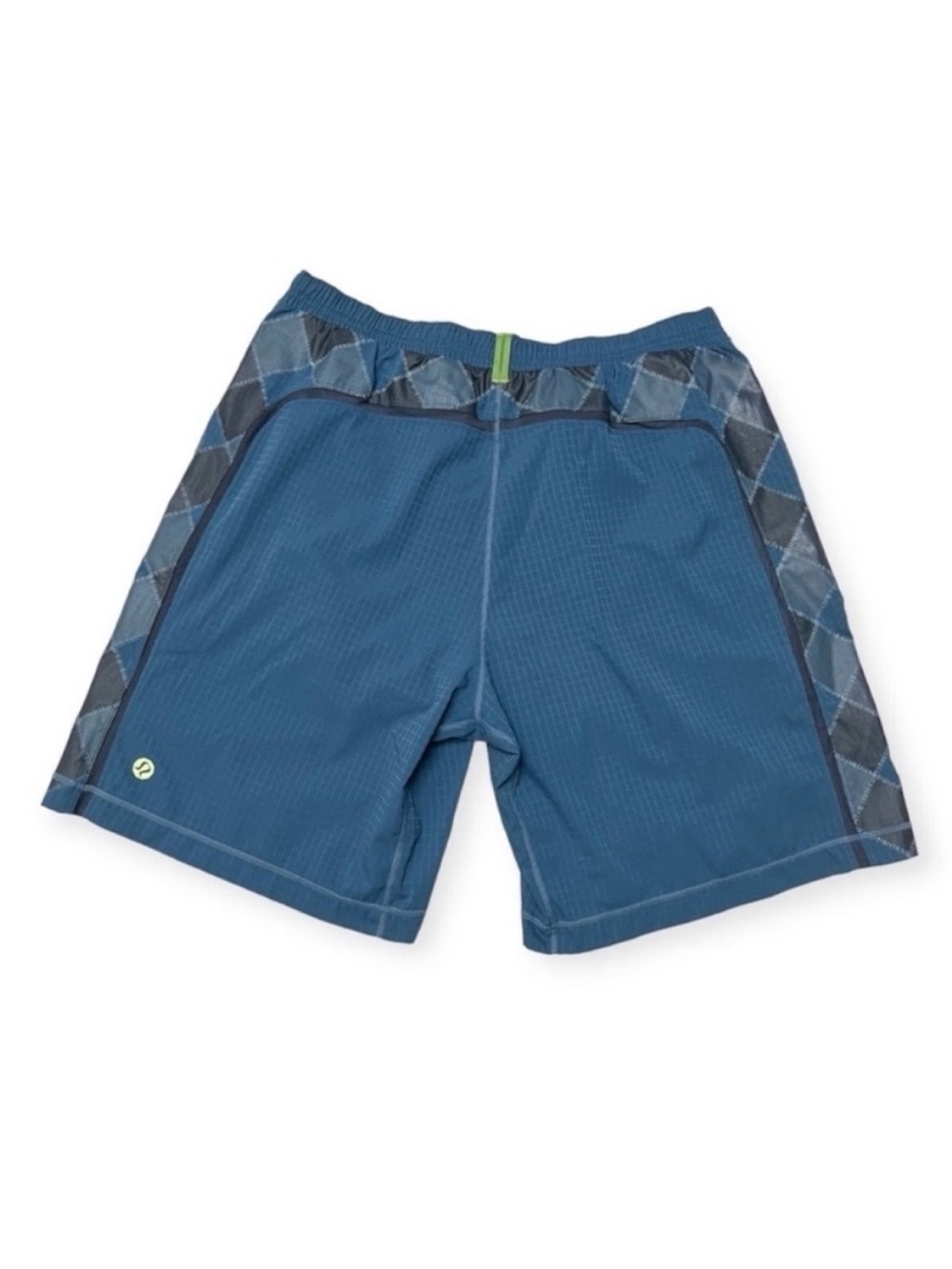 Lululemon Surge Shorts Teal Green Black Argyle 4 Way Stretch Lined